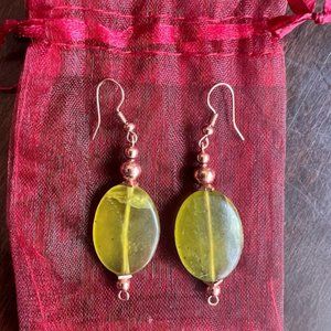Beautiful Fair Trade Green Stone and Brass earrings